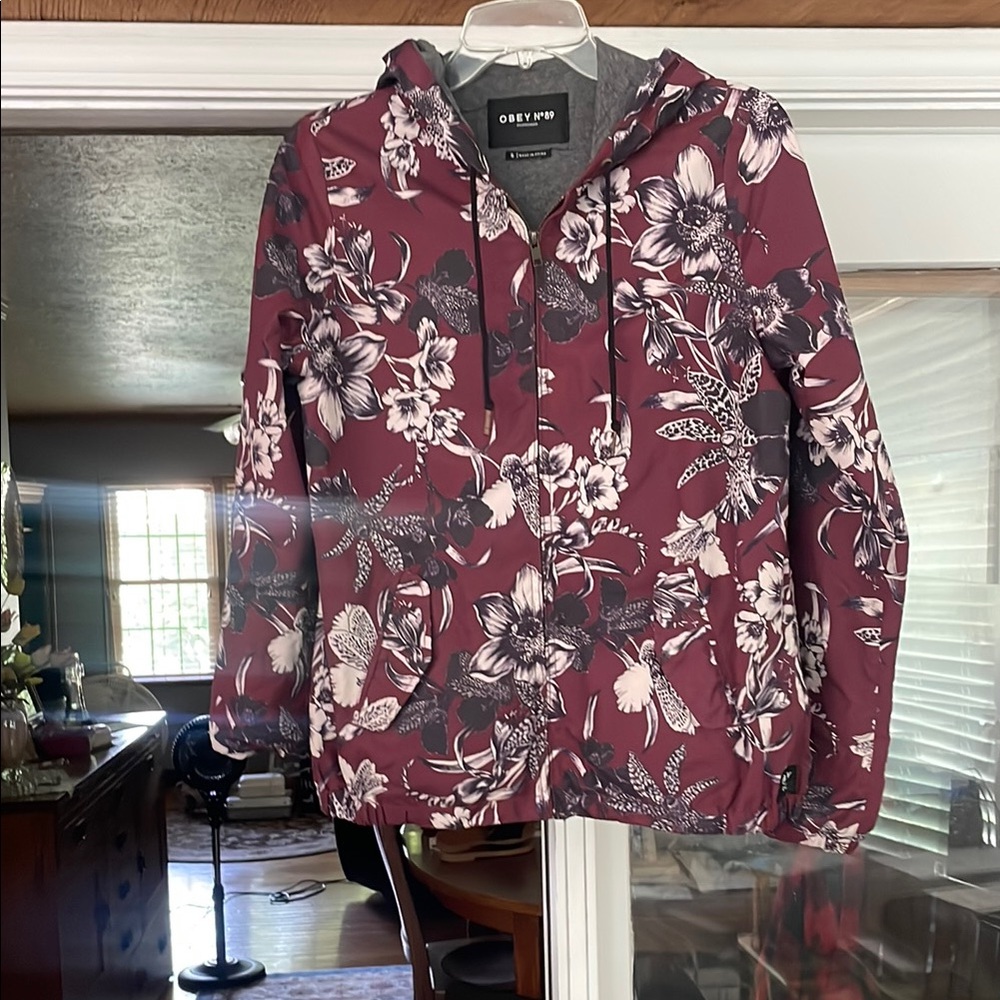 Obey Red and White Puffer Jacket Athletic Style